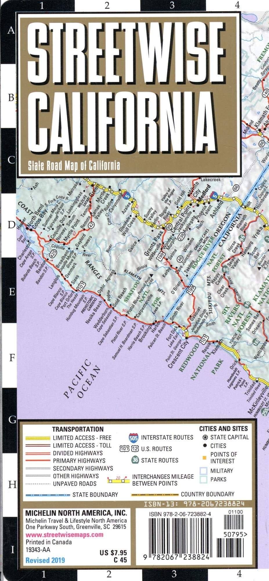 Michelin Streetwise California Map State Road Map of California