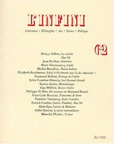 L'Infini N° 62 Ete 1998