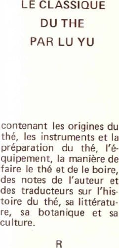 Le Cha jing, ou Classique du thé