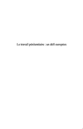Le travail pénitentiaire : un défi européen Etude comparée : France, Angleterre, Allemagne