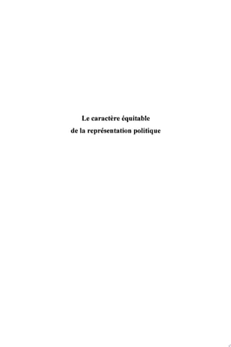 Le caractère équitable de la représentation politique