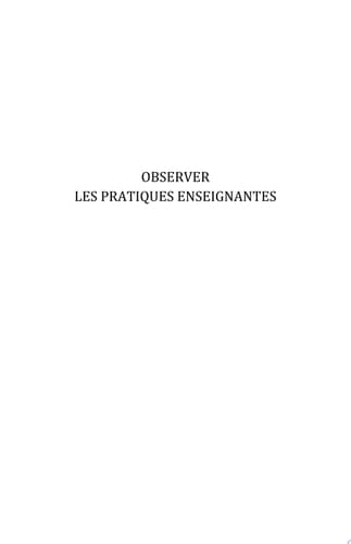 Observer les pratiques enseignantes