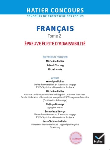 Français tome 2 - CRPE 2020 - Epreuve écrite d'admissibilité