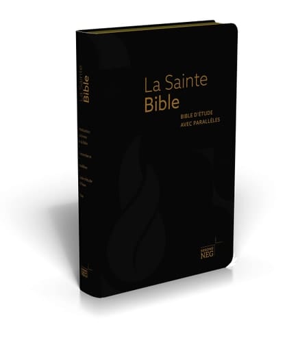 La Sainte Bible Bible d'étude avec parallèles, couverture souple, fibrocuir noir, tranche or, onglets