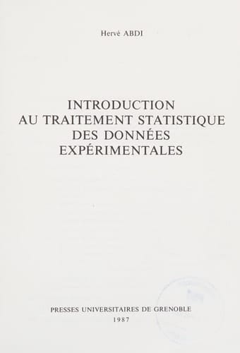 Introduction au traitement statistique des données expérimentales