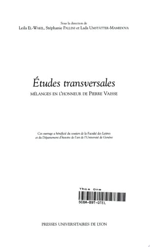 Études transversales mélanges en l'honneur de Pierre Vaisse