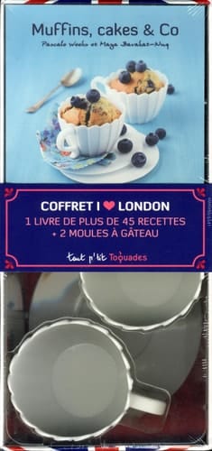 Coffret I love London Muffins, cakes & Co, avec 2 moules à gâteau