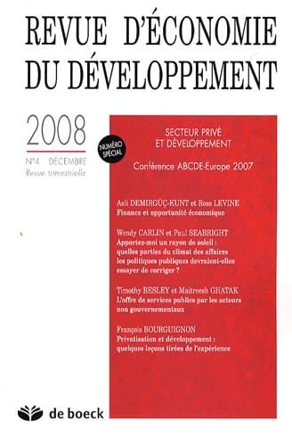 Revue d'économie du développement Secteur privé et développement