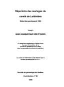 Répértoire des mariages du comté de Lotbinière début des paroisses à 1992