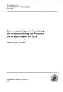 Festveranstaltung zum 40. Jahrestag der Wiedereröffnung der Akademie der Wissenschaften der DDR: Leibniz-Tag am 4. Juli 1986 (German Edition)