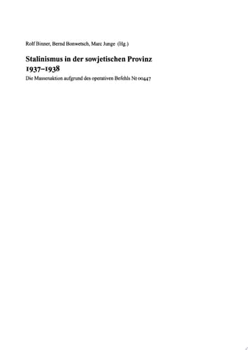 Stalinismus in der sowjetischen Provinz 1937-1938