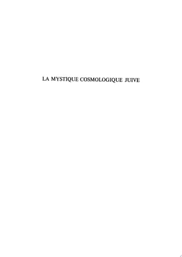 La Mystique cosmologique juive