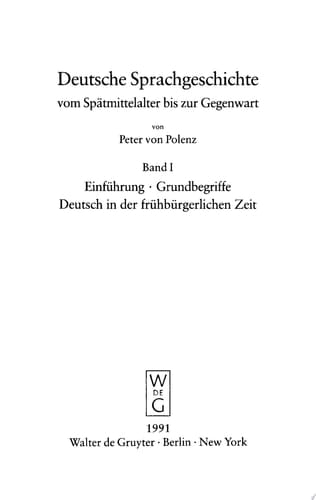 Einführung, Grundbegriffe, Deutsch in der frühbürgerlichen Zeit