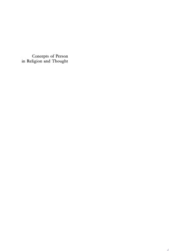 Concepts of Person in Religion and Thought