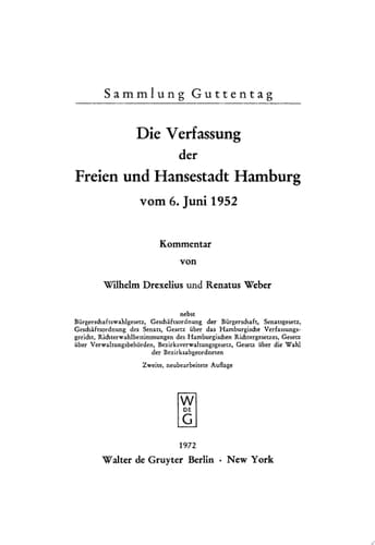 Die Verfassung der Freien und Hansestadt Hamburg vom 6. Juni 1952