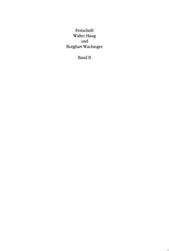 Festschrift Walter Haug und Burghart Wachinger