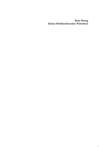 Kleines Mittelhochdeutsches Wörterbuch