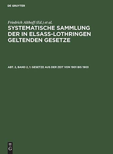 Gesetze Aus der Zeit Von 1901 Bis 1903