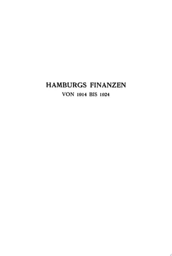 Hamburgs Finanzen von 1914 bis 1924