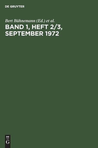 Band 1, Heft 2/3, September 1972