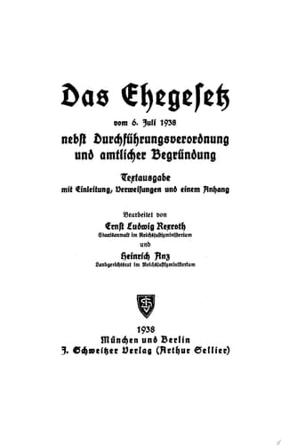 Das Ehegesetz vom 6. Juli 1938