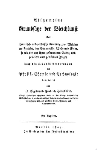 Allgemeine Grundsätze der Bleichkunst