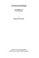 Literatursoziologie I. Begriff und Methodik