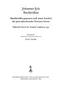 Enchiridion: Handbüchlin gemainer stell unnd Artickel der jetzt schwebenden Neuwen leeren (Corpus Catholicorum) (German Edition)