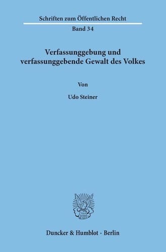 Verfassunggebung Und Verfassunggebende Gewalt Des Volkes (German Edition)