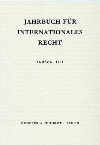 Jahrbuch Für Internationales Recht Bd. 18 (1975).