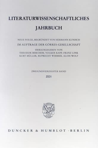 Literaturwissenschaftliches Jahrbuch 42. Band (2001).