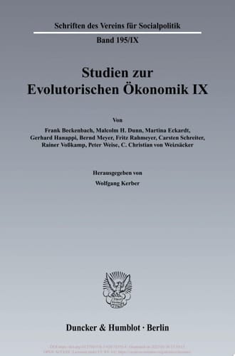 Studien zur Evolutorischen Ökonomik IX Evolutionsökonomische Grundsatzfragen, Makroökonomik und Institutionen