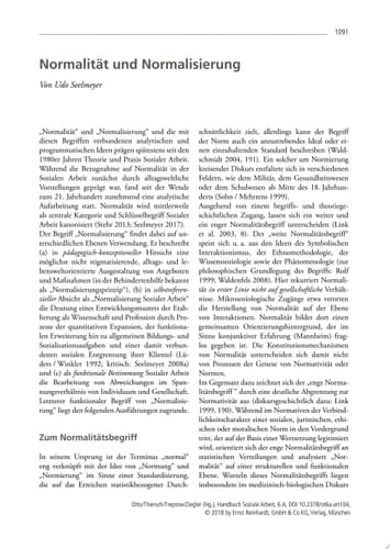 Normalität und Normalisierung Ein Beitrag aus dem Handbuch Soziale Arbeit, 6. Auflage