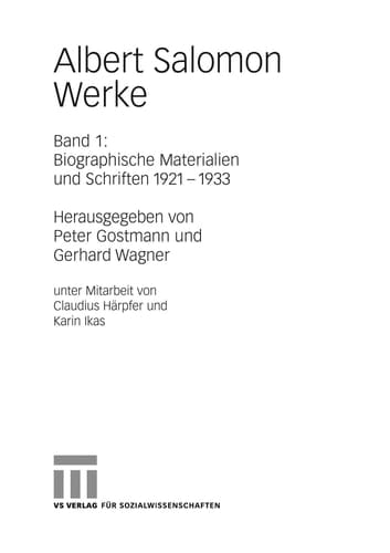 Albert Salomon Werke Bd. 4: Schriften 1948 - 1954
