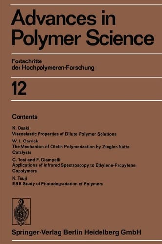 Advances in Polymer Science Fortschritte der Hochpolymeren-Forschung