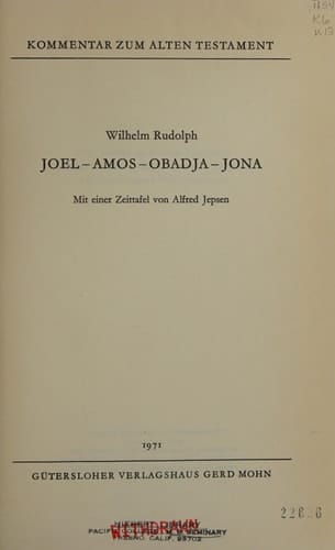 Joel, Amos, Obadja, Jona mit einer Zeittafel