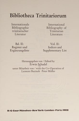 Bibliotheca Trinitariorum: International Bibliography of Trinitarian Literature
