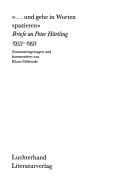 "-und gehe in Worten spazieren": Briefe an Peter Härtling, 1953-199