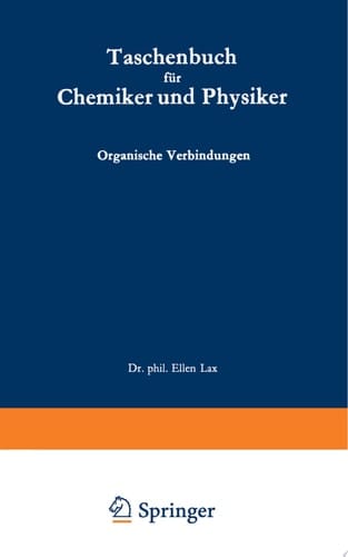 Taschenbuch für Chemiker und Physiker Band 2: Organische Verbindungen