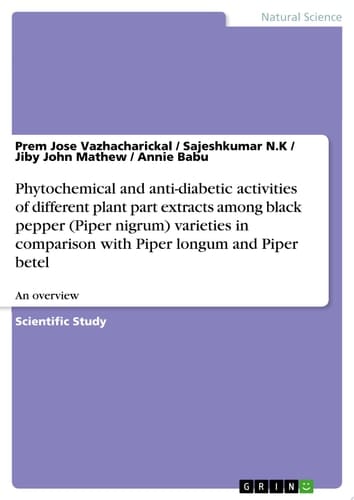 Phytochemical and anti-diabetic activities of different plant part extracts among black pepper (Piper nigrum) varieties in comparison with Piper longum and Piper betel An overview