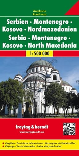 Serbien / Montenegro / Mazedonien 1 : 500 000. Autokarte Touristische Informationen. Autofähren. Ortsregister