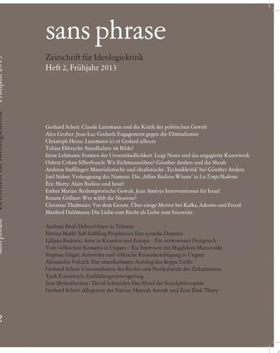 sans phrase: Heft 2 Zeitschrift für Ideologiekritik