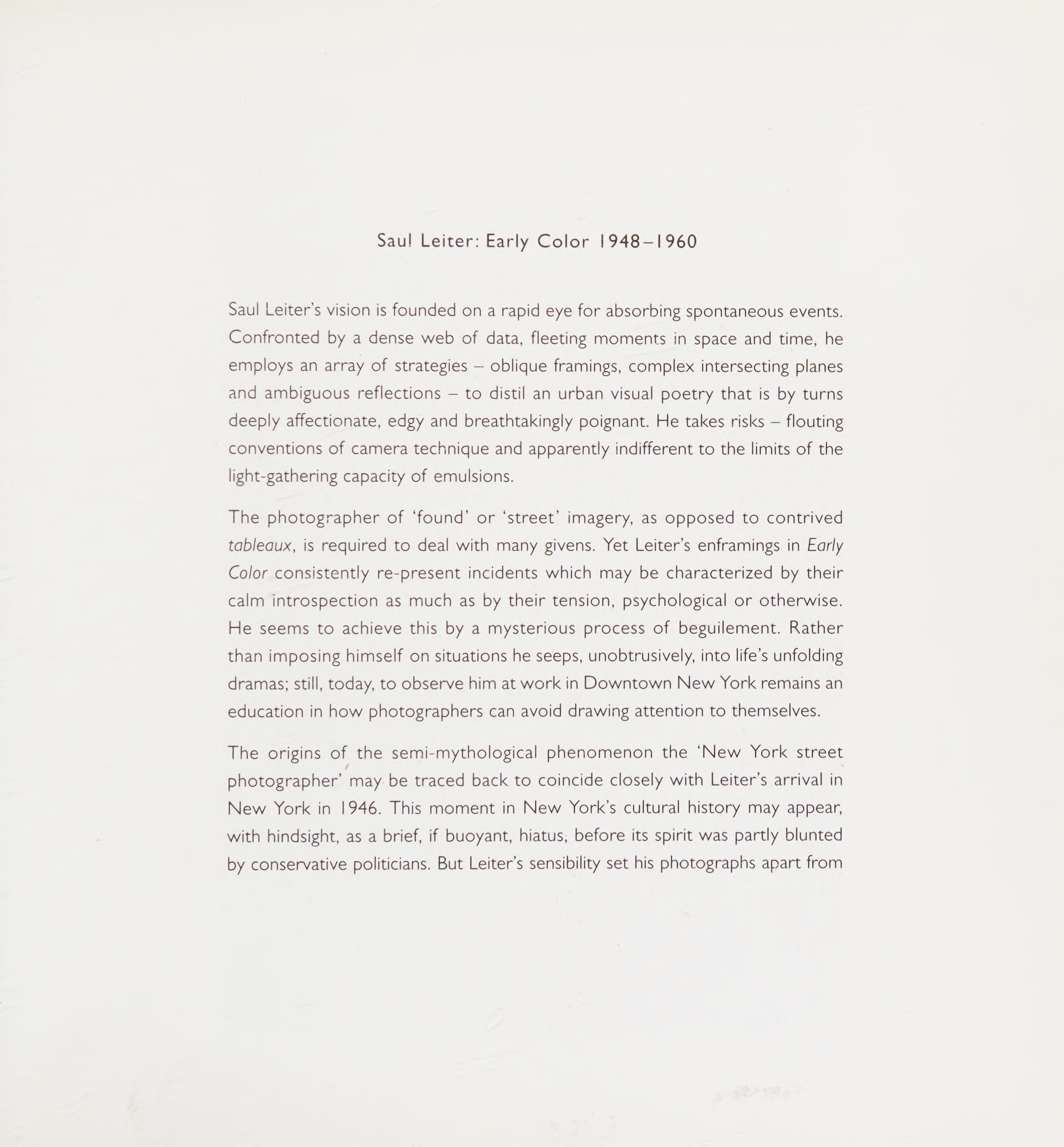 Saul Leiter: Early Color