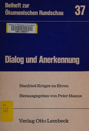 Dialog und Anerkennung Hanfried Krüger zu Ehren