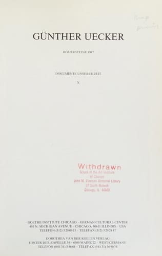 Günther Uecker Römersteine 1987