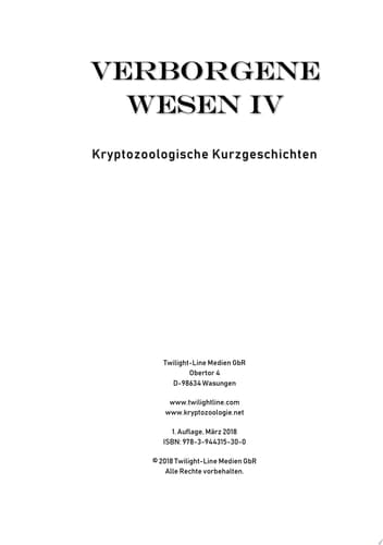Verborgene Wesen IV Kryptozoologische Kurzgeschichten
