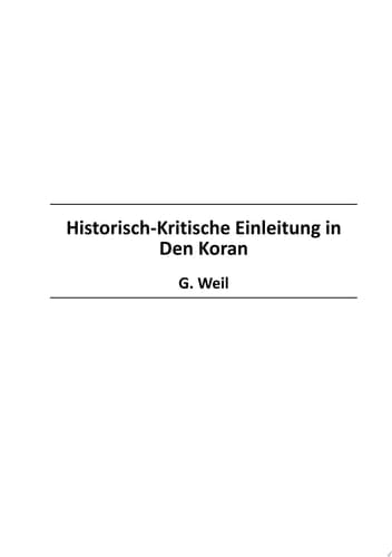 Historisch-Kritische Einleitung in Den Koran
