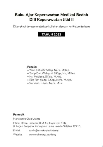 Buku Ajar Keperawatan Medikal Bedah DIII Keperawatan Jilid II