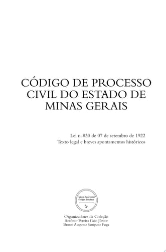 CÓDIGO DE PROCESSO CIVIL DO ESTADO DE MINAS GERAIS