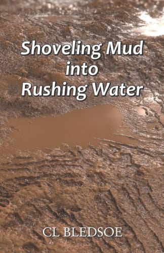 SHOVELING MUD INTO RUSHING WATER.